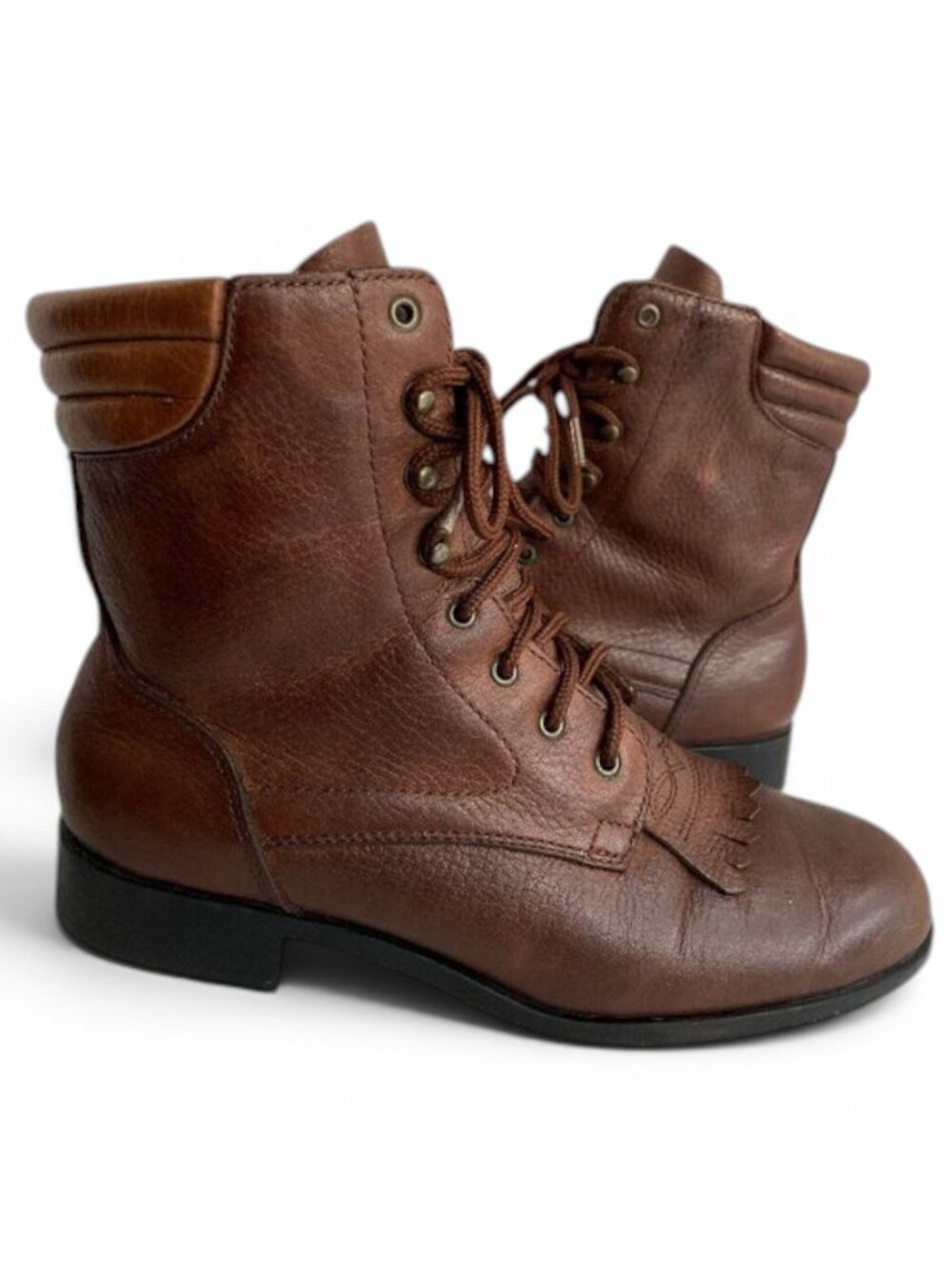 Acme Leather Kiltie Packer Lacer Boots Brown Western Lace Up Cowgirl Women's 6 M
